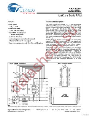 CY7C109BN-12ZXC datasheet  